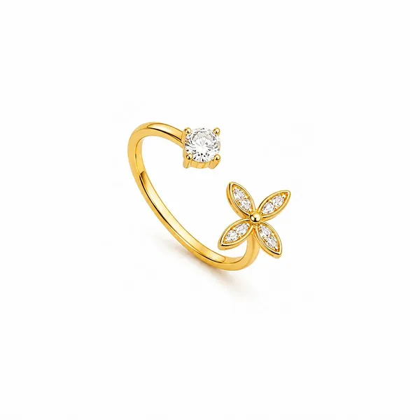 Gold_Stainless_Steel_Floral_Open_Ring_For_Women