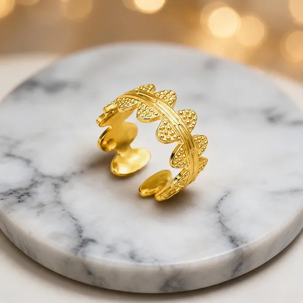 Gold_Stainless_Steel_Floral_Open_Cuff_Bracelet_For_Women
