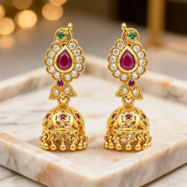 Gold_Stainless_Steel_Traditional_Jhumka_Earrings_For_Women