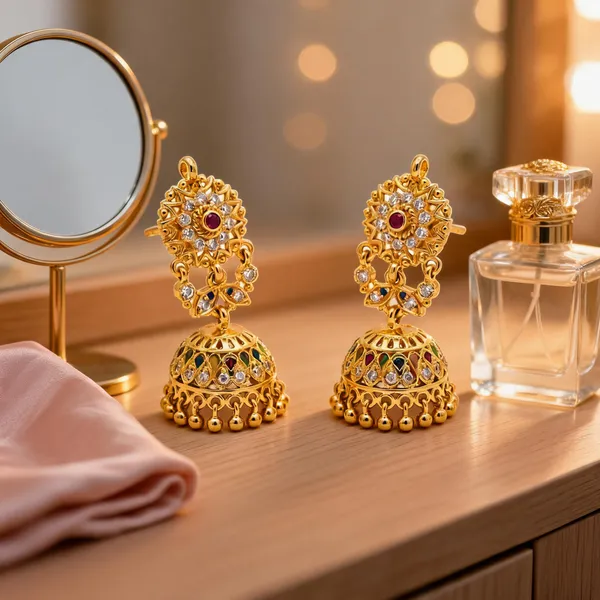 Gold_Stainless_Steel_Stone_Embellished_Jhumka_Earrings_For_Women