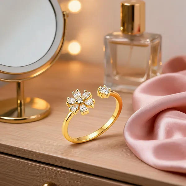 Gold_Stainless_Steel_Floral_Open_Ring_For_Women