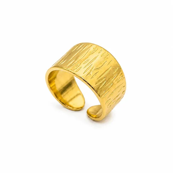 Gold_Stainless_Steel_Textured_Open_Ring_For_Women