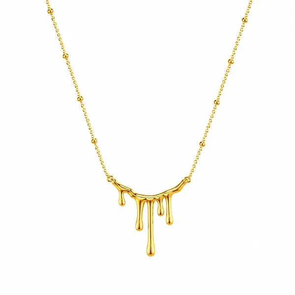 Gold_Stainless_Steel_Dripping_Pendant_Necklace_For_Women