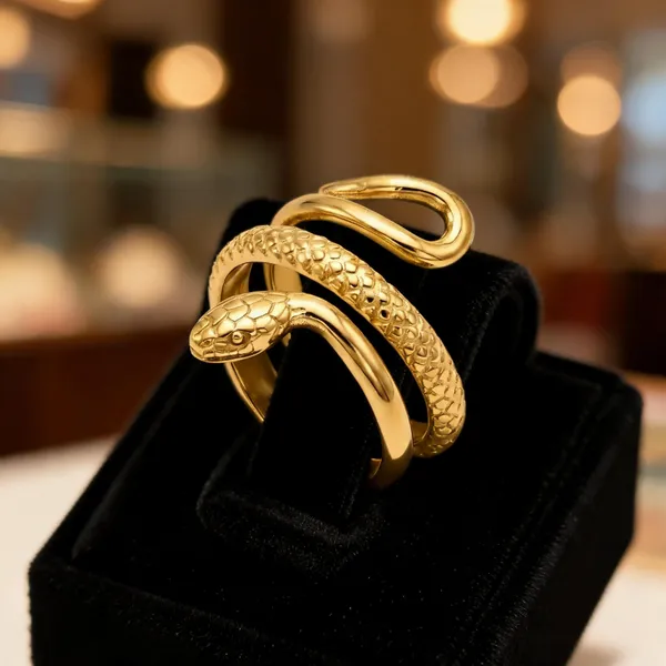 Gold_Stainless_Steel_Snake_Design_Ring_For_Women