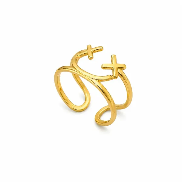 Gold_Stainless_Steel_Cross_Design_Open_Ring_For_Women