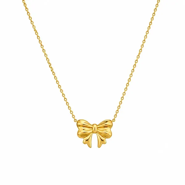 Gold_Stainless_Steel_Bow_Pendant_Necklace_For_Women