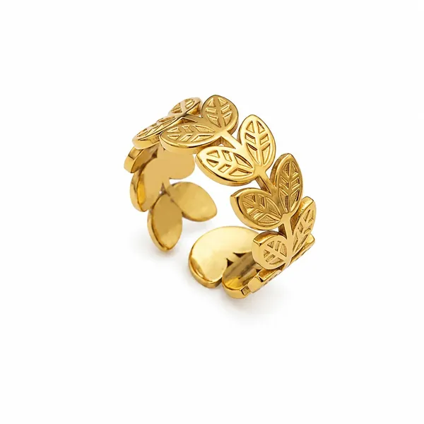 Gold_Stainless_Steel_Leaf_Design_Cuff_Bracelet_For_Women