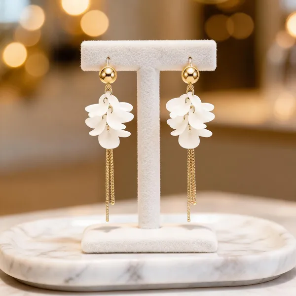 Gold_Stainless_Steel_Floral_Tassel_Drop_Earrings_For_Women