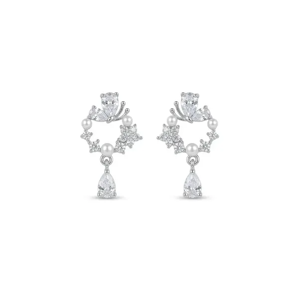 Silver_Stainless_Steel_Crystal_Pearl_Drop_Earrings_For_Women