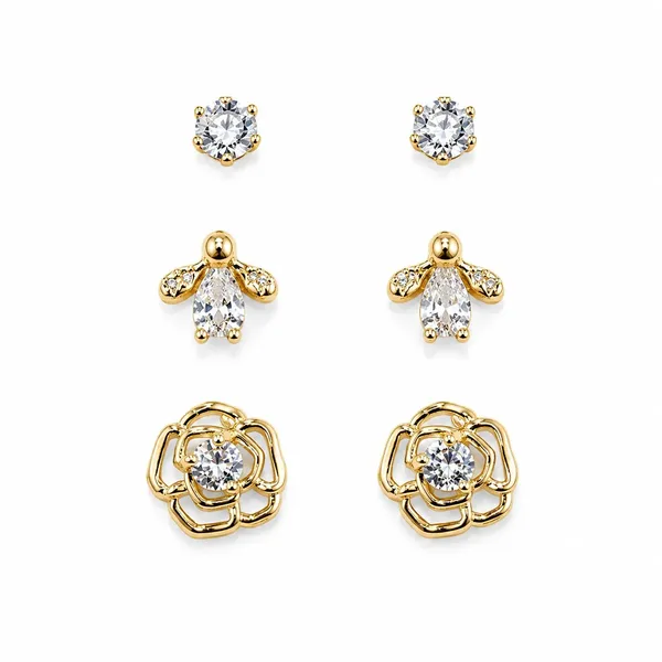 Gold_Stainless_Steel_Crystal_Earring_Set_For_Women