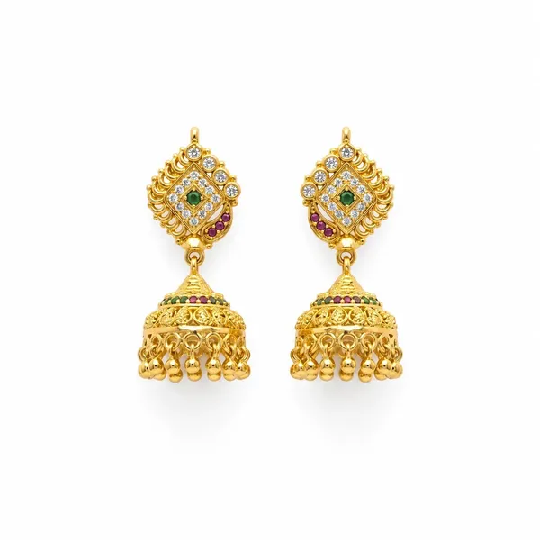 Gold_Stainless_Steel_Stone_Studded_Jhumka_Earrings_For_Women