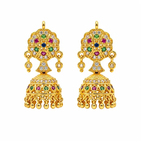Gold_Multicolour_Stainless_Steel_Kundan_Jhumka_Earrings_For_Women