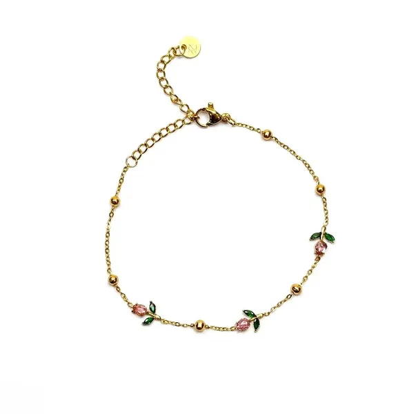 Gold_Stainless_Steel_Floral_Chain_Bracelet_For_Women