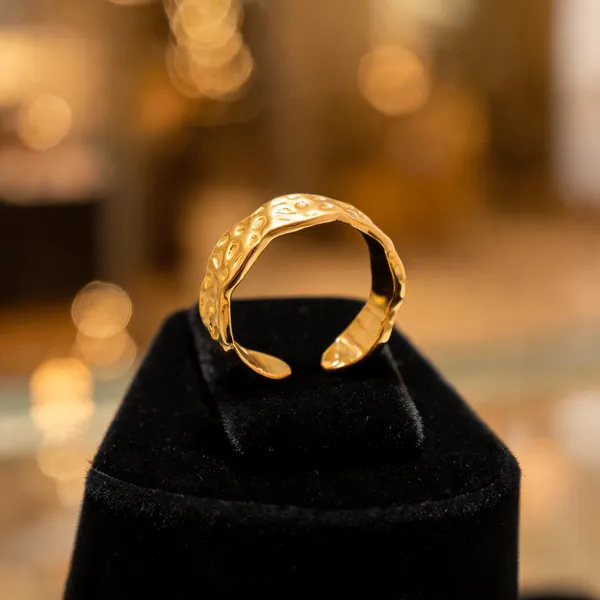 Gold_Stainless_Steel_Textured_Open_Cuff_Ring_For_Women
