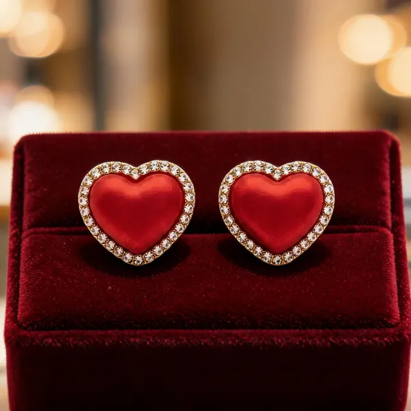 Red_Stainless_Steel_Heart_Stud_Earrings_For_Women
