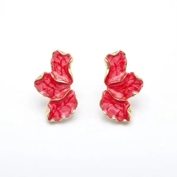 Red_Stainless_Steel_Floral_Statement_Earrings_For_Women