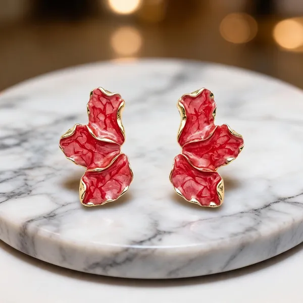 Red_Stainless_Steel_Floral_Statement_Earrings_For_Women