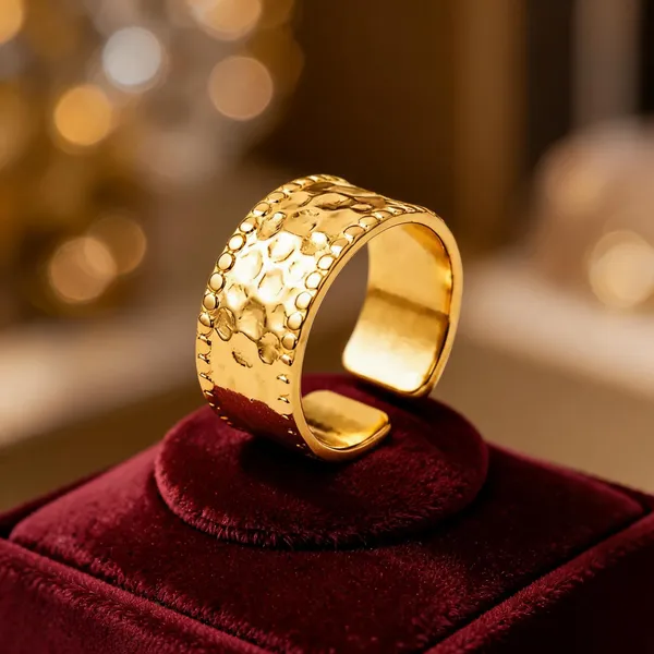 Gold_Stainless_Steel_Textured_Open_Ring_For_Women