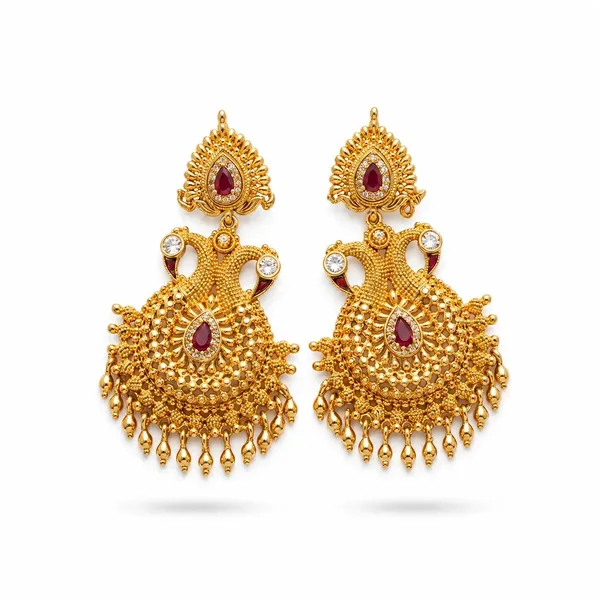 Gold_Stainless_Steel_Peacock_Drop_Earrings_For_Women