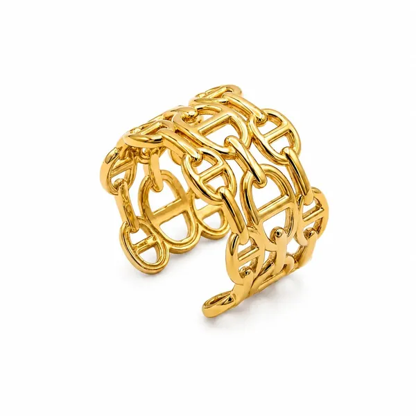 Gold_Stainless_Steel_Metal_Link_Cuff_Bracelet_For_Women