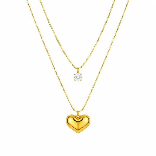 Gold_Stainless_Steel_Layered_Heart_Pendant_Necklace_For_Women