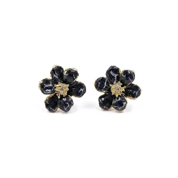 Black_Stainless_Steel_Floral_Stud_Earrings_For_Women