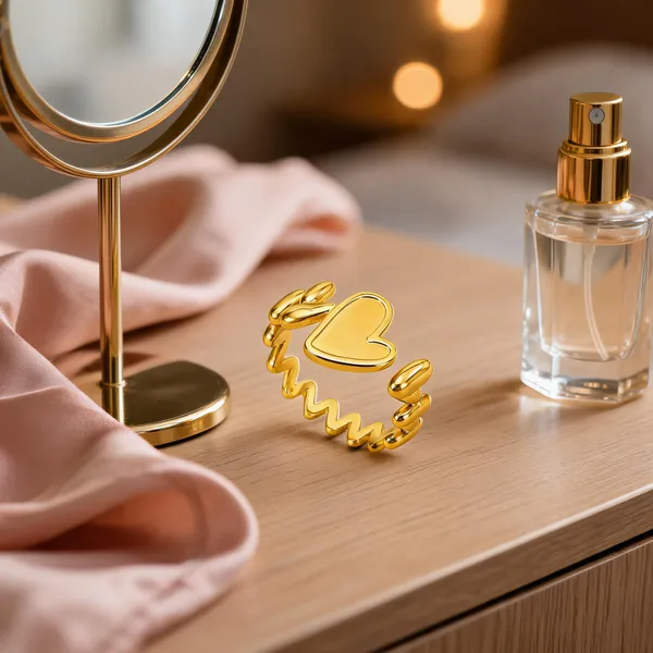 Gold_Stainless_Steel_Heart_Adjustable_Ring_For_Women