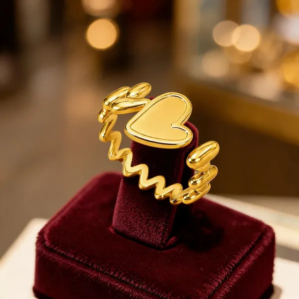 Gold_Stainless_Steel_Heart_Adjustable_Ring_For_Women