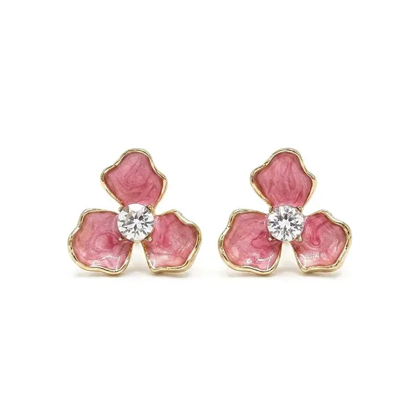Pink_Stainless_Steel_Floral_Stud_Earrings_For_Women