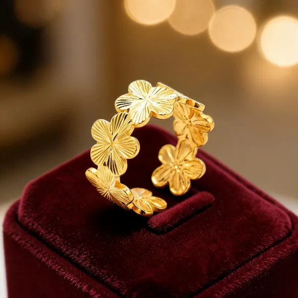 Gold_Stainless_Steel_Floral_Cuff_Ring_For_Women
