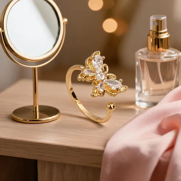 Gold_Stainless_Steel_Butterfly_Adjustable_Ring_For_Women