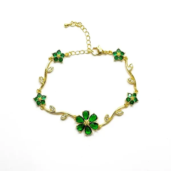 Green_Gold_Stainless_Steel_Floral_Bracelet_For_Women