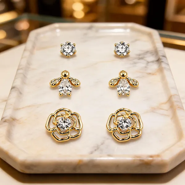 Gold_Stainless_Steel_Crystal_Earring_Set_For_Women