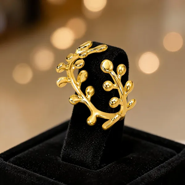 Gold_Stainless_Steel_Leaf_Branch_Ring_For_Women