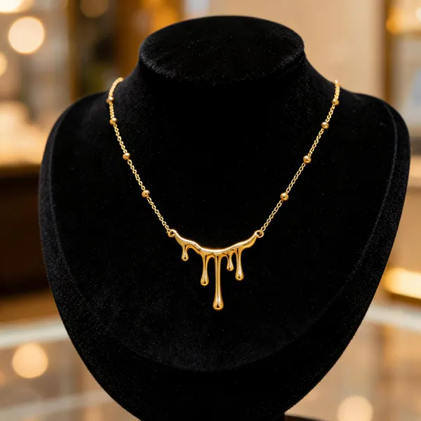 Gold_Stainless_Steel_Dripping_Pendant_Necklace_For_Women