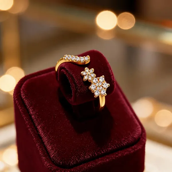 Gold_Stainless_Steel_Crystal_Floral_Open_Ring_For_Women