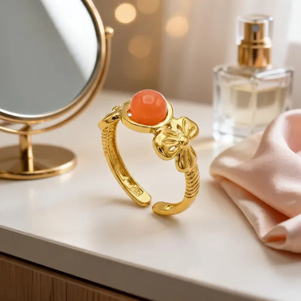 Gold_Stainless_Steel_Adjustable_Floral_Ring_For_Women