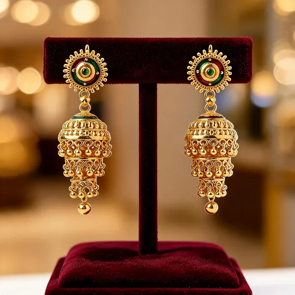 Gold_Stainless_Steel_Traditional_Jhumka_Earrings_For_Women