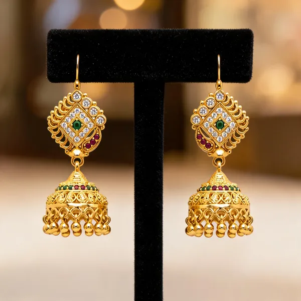 Gold_Stainless_Steel_Stone_Studded_Jhumka_Earrings_For_Women