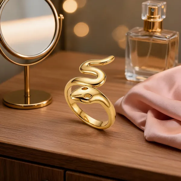 Gold_Stainless_Steel_Snake_Design_Ring_For_Women