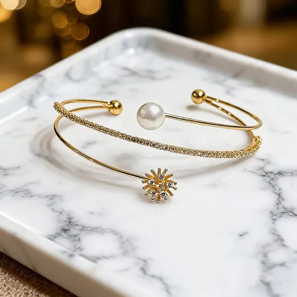 Gold_Stainless_Steel_Pearl_Charm_Cuff_Bracelet_For_Women