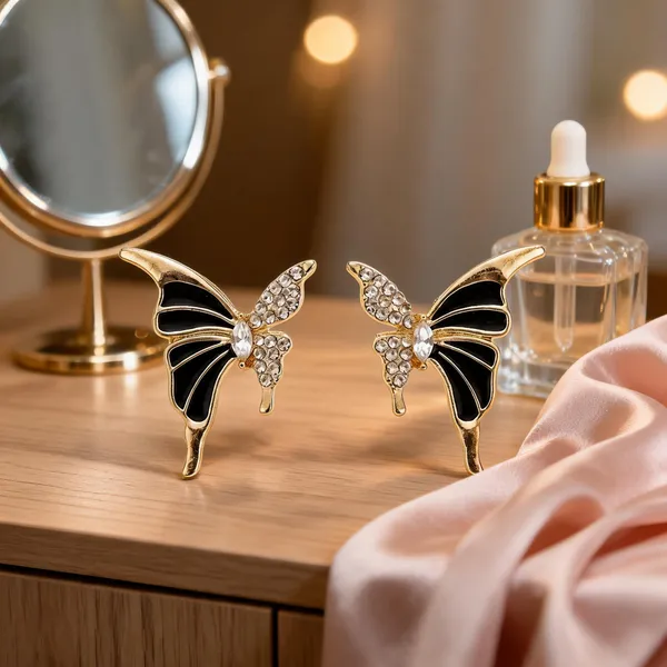 Gold_Black_Stainless_Steel_Butterfly_Earrings_For_Women