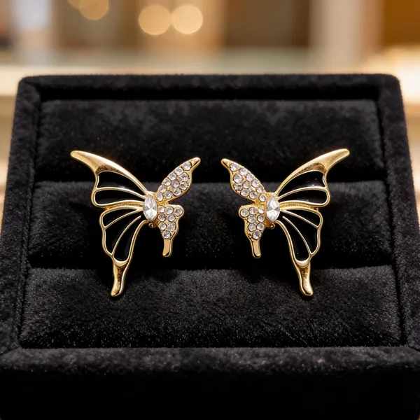 Gold_Black_Stainless_Steel_Butterfly_Earrings_For_Women