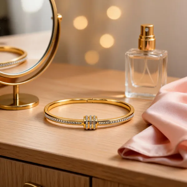 Gold_Stainless_Steel_Crystal_Embellished_Bangle_For_Women