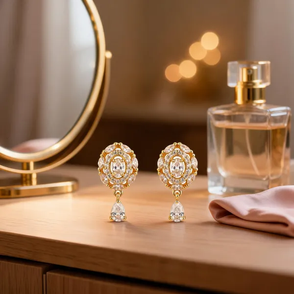 Gold_Stainless_Steel_Crystal_Drop_Earrings_For_Women