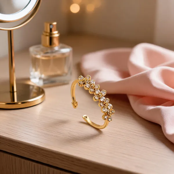 Gold_Stainless_Steel_Floral_Cuff_Bracelet_For_Women