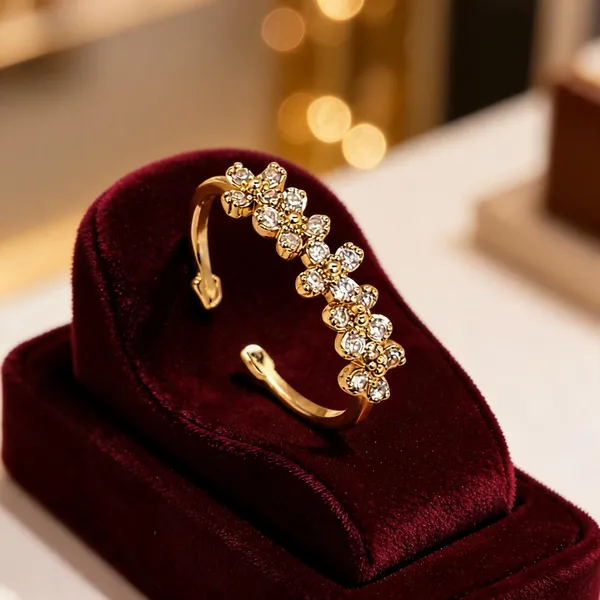 Gold_Stainless_Steel_Floral_Cuff_Bracelet_For_Women