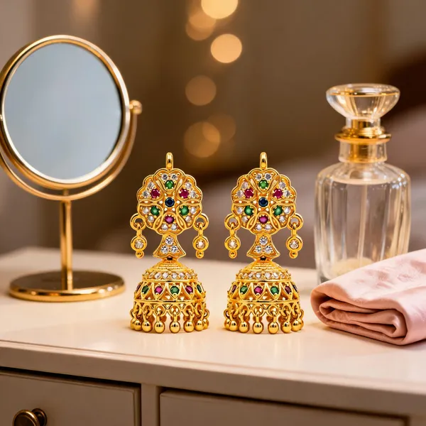 Gold_Multicolour_Stainless_Steel_Kundan_Jhumka_Earrings_For_Women