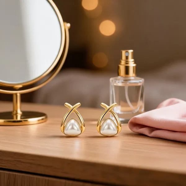 Gold_Stainless_Steel_Pearl_Stud_Earrings_For_Women