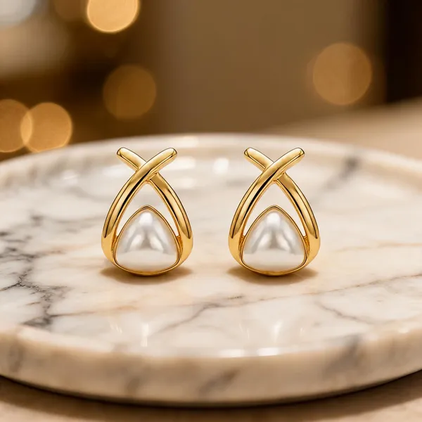 Gold_Stainless_Steel_Pearl_Stud_Earrings_For_Women